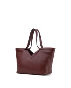Bordeauxrote Schultertasche Lili aus Leder - 50x29x14,5 cm