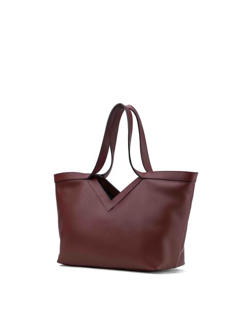 Bordeauxrote Schultertasche Lili aus Leder - 50x29x14,5 cm