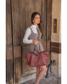 Bordeauxrote Schultertasche Lili aus Leder - 50x29x14,5 cm