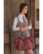 Bordeauxrote Schultertasche Lili aus Leder - 50x29x14,5 cm