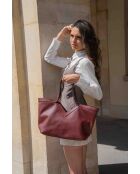 Bordeauxrote Schultertasche Lili aus Leder - 50x29x14,5 cm