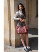 Bordeauxrote Schultertasche Lili aus Leder - 50x29x14,5 cm