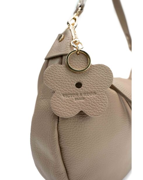 Borsa a tracolla Kim in pelle beige - 39X24X8cm