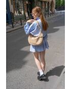 Borsa a tracolla Kim in pelle beige - 39X24X8cm