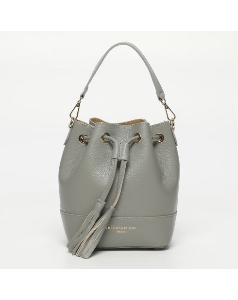 Mini Livy Siegeltasche aus grauem Leder - 18x21,5x11cm