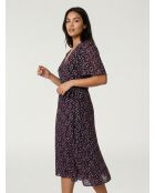 Langes Wickelkleid mit schwarzem Aufdruck
