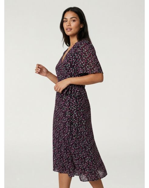 Langes Wickelkleid mit schwarzem Aufdruck
