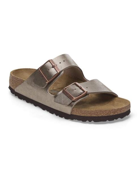 Stylische Pantoletten aus taupefarbenem Leder von Arizona Bf Gunter