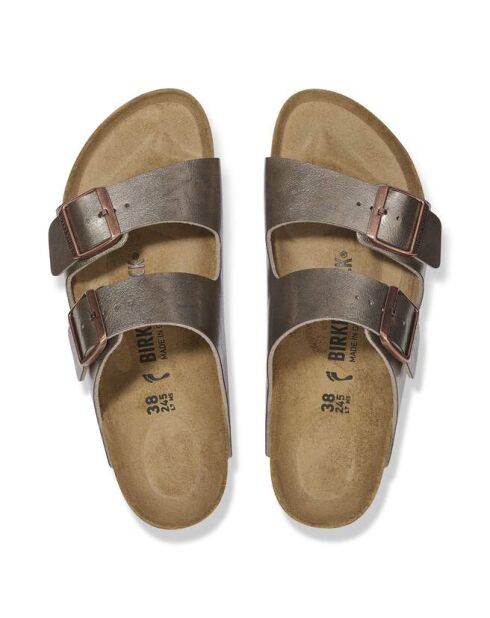 Stylische Pantoletten aus taupefarbenem Leder von Arizona Bf Gunter