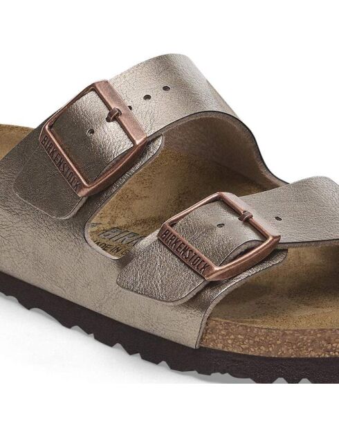 Stylische Pantoletten aus taupefarbenem Leder von Arizona Bf Gunter