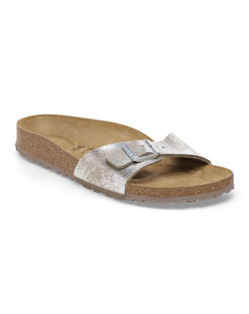 Mules en cuir Madrid argent métallique
