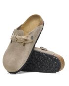 Sabots en velours de cuir Boston Braided taupe