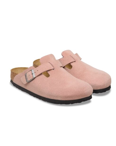 Sabots en velours de cuir Boston Vaps argile rose
