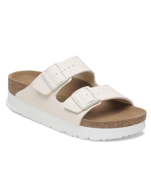 Cremefarbene Pantoletten Arizona Platform aus Leder