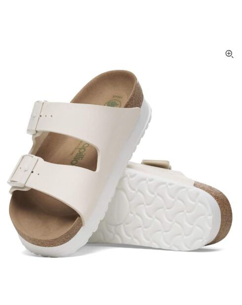 Cremefarbene Pantoletten Arizona Platform aus Leder