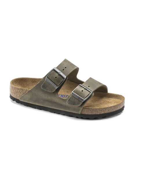 Mules en cuir Arizona Reg kaki