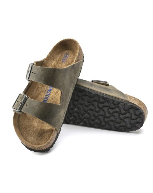 Mules en cuir Arizona Reg kaki