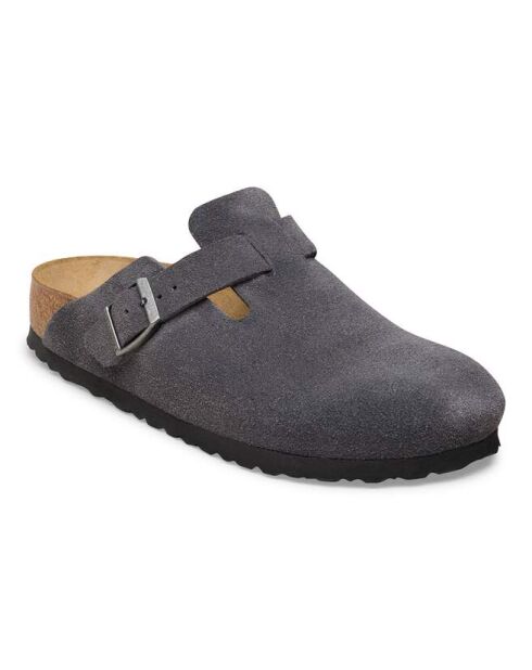 Sabots en velours de cuir Boston Hunus charbon de bois