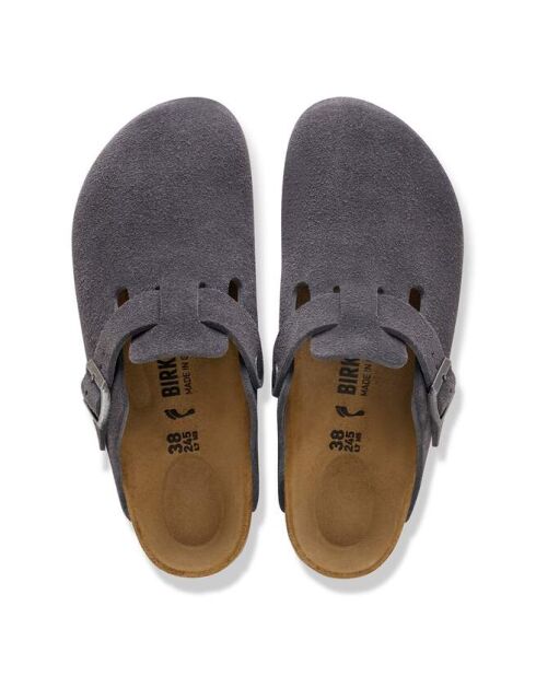 Sabots en velours de cuir Boston Hunus charbon de bois