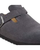 Sabots en velours de cuir Boston Hunus charbon de bois