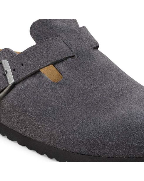 Sabots en velours de cuir Boston Hunus charbon de bois