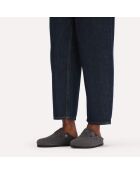 Sabots en velours de cuir Boston Hunus charbon de bois