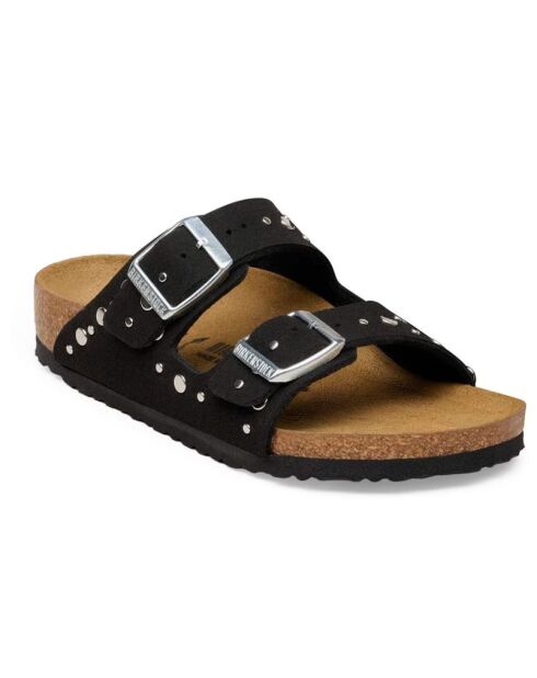 Sandales en velours de cuir Arizona Rivet noir doux