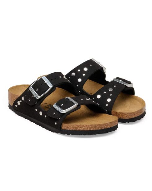 Sandales en velours de cuir Arizona Rivet noir doux