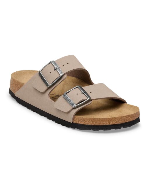 Mules en cuir Arizona gris taupe