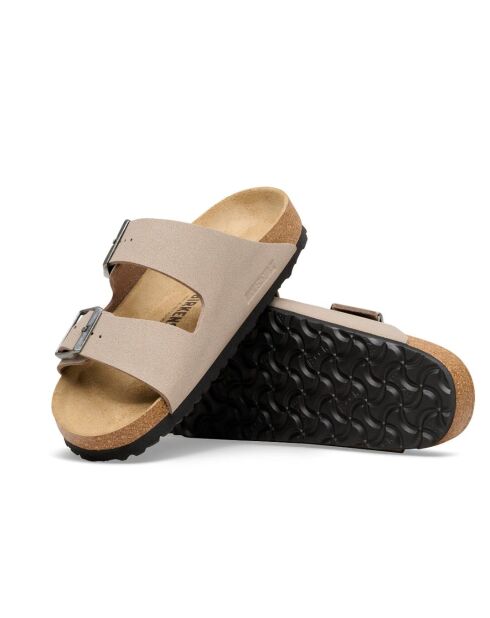 Mules en cuir Arizona gris taupe
