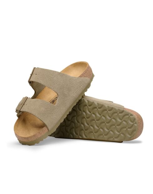 Mules en velours de cuir Arizona Clein kaki délavé