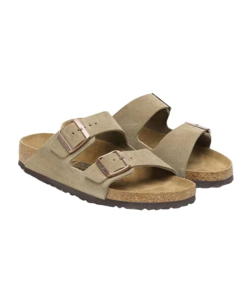 Mules en velours de cuir Arizona Circk taupe