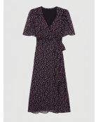 Langes Wickelkleid mit schwarzem Aufdruck