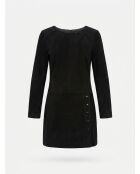 Robe courte en Velours de Cuir de Chèvre manches longues noire