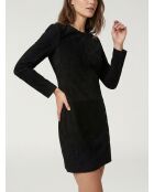 Robe courte en Velours de Cuir de Chèvre manches longues noire
