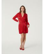 Robe courte à pois jacquard rouge orientale