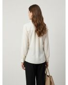 Langarmshirt mit Krawatte und Drapierung ecru