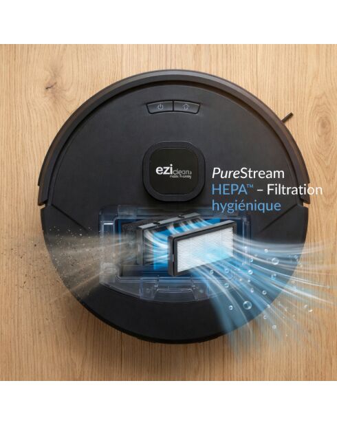Robot aspirateur laveur Airflow ultra noir - 32.8x9.9cm