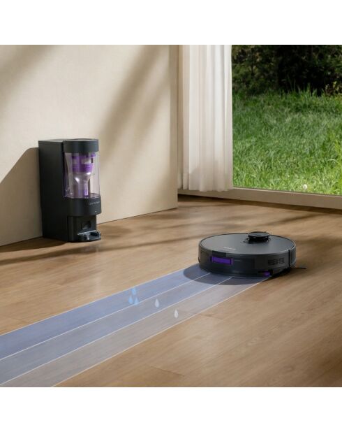 Robot aspirateur laveur Airflow ultra noir - 32.8x9.9cm