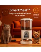 Distributeur de croquettes et fontaine pour chat et petit chien blanc / gris - 34x19x35.1 cm