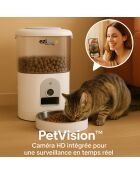 Distributeur de croquettes et fontaine pour chat et petit chien blanc / gris - 34x19x35.1 cm