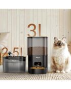 Set distributeur de croquettes et fontaine pour chat et petit chien anthracite - 28.3 × 18 × 29.8 cm
