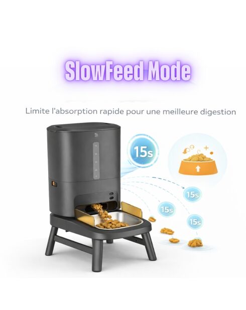 Distributeur de croquettes connecté pour chiens antharcite - 66x34.5x42 cm