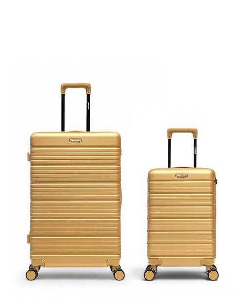 Set van 2 Lugano beige grote koffers en cabine - 75x47,5x29 cm