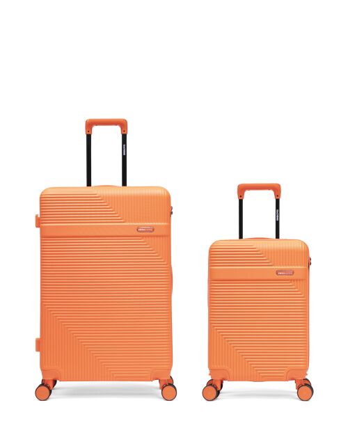 Lot De 2 Valises Grand Format Et Cabine Wohlen orange - 75x47,5x29 cm