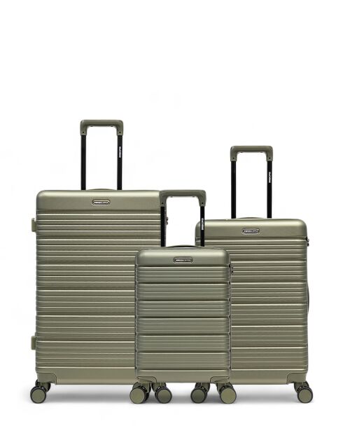 Set mit 3 großen Koffern, Weekend und Cabin XS Lugano oliv - 75x47,5x29 cm