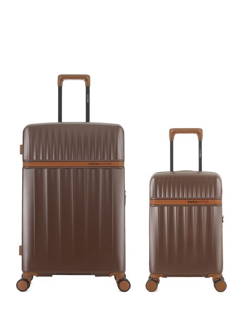 Set van 2 grote koffers en cabine XS Zermatt donkerbruin - 76,5x49x29 cm