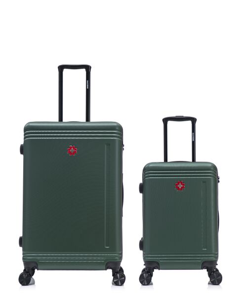 Set aus 2 großen Koffern und Kabine Gstaad grün - 75x49x29 cm