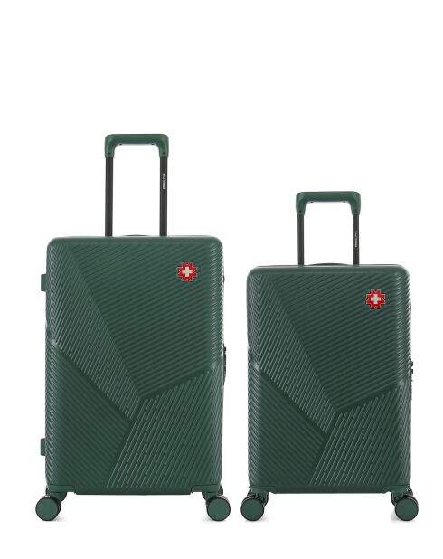 Set aus 2 Freiburger Wochenend- und Kabinenkoffern dunkelgrün - 65x42,5x26 cm