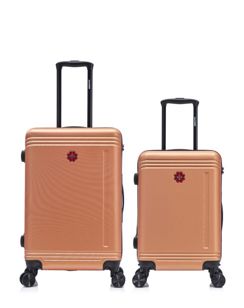 Lot De 2 Valises Weekend Et Cabine Gstaad orange - 66x43x26 cm